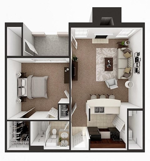 1 bedroom 1 bath apartment floor plan